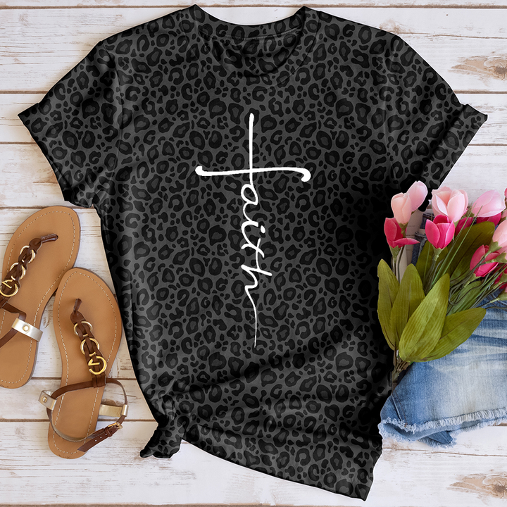 Faith Cross Leopard Tee