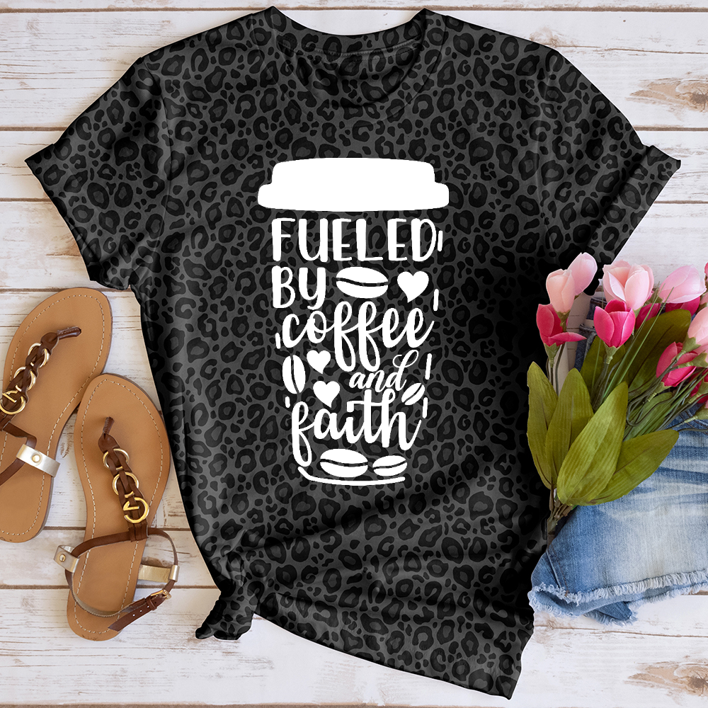 Fueled by Coffee Cup Leopard Tee