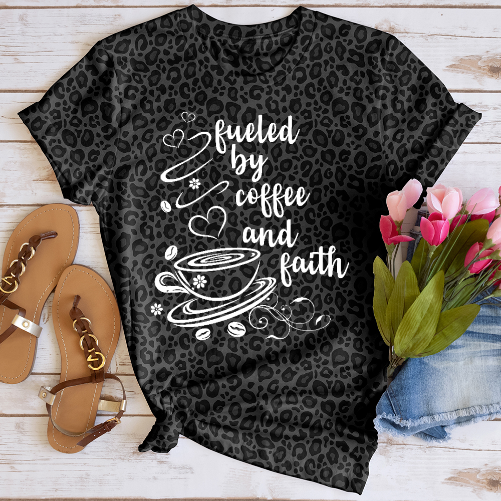 Coffee and Faith Abstract Leopard Tee