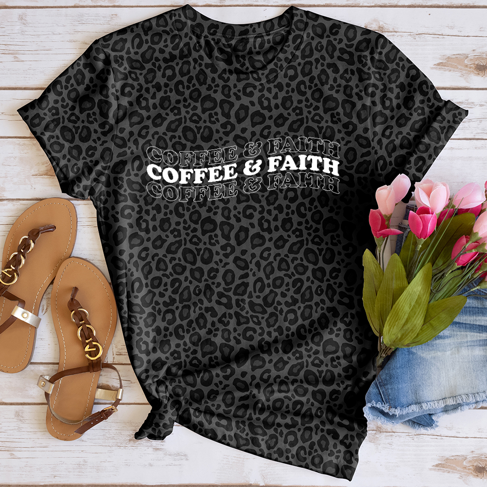Coffee and Faith Leopard Tee