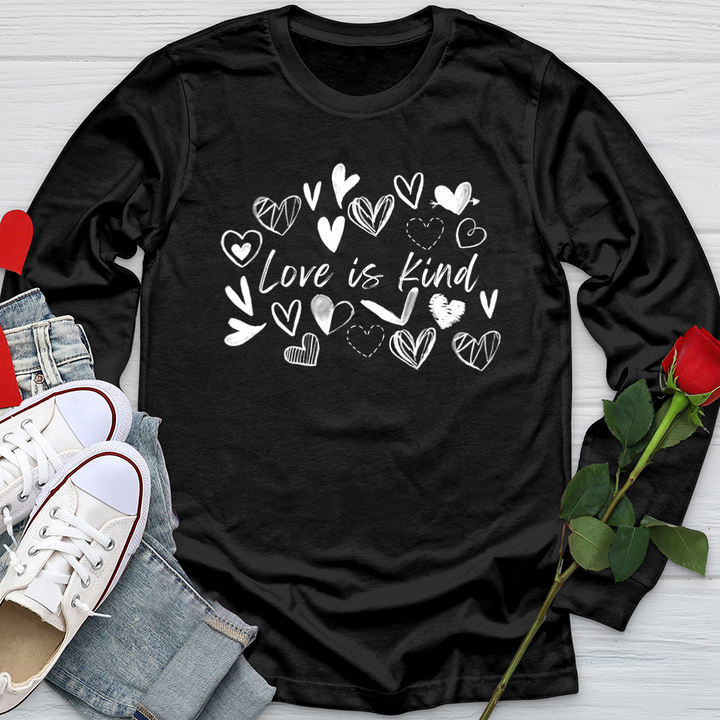 Love Is Kind Scattered Hearts Softstyle Long Sleeve