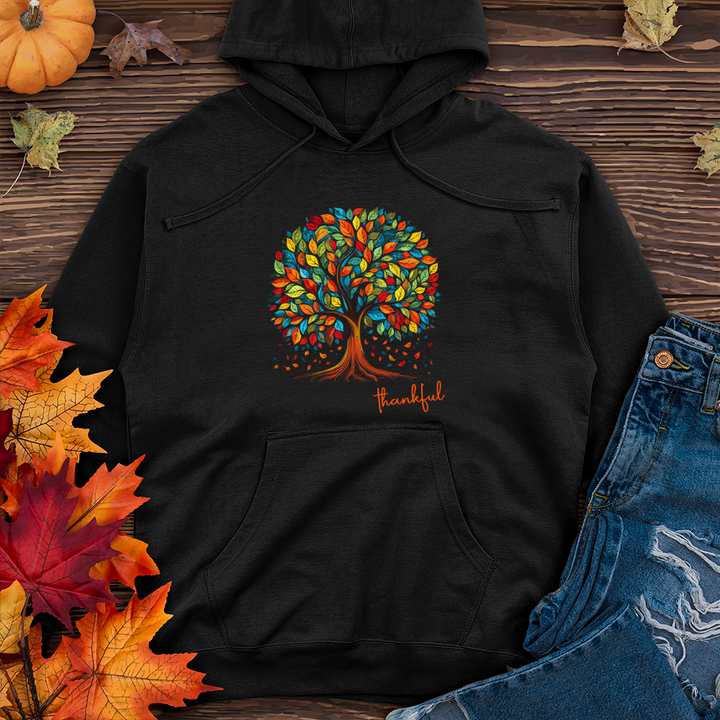 Vintage Floral Fall Tree Midweight Hooded Sweatshirt