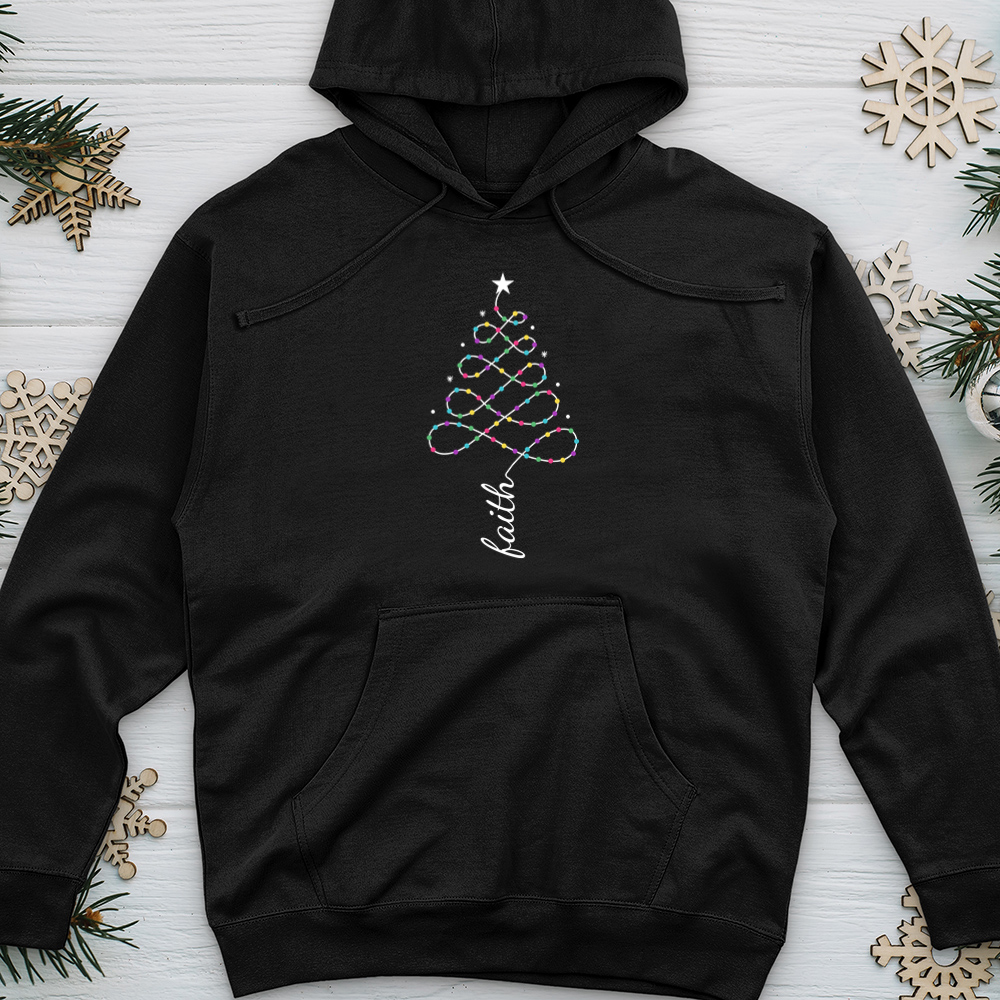 Faith Lights Tree Midweight Hooded Sweatshirt