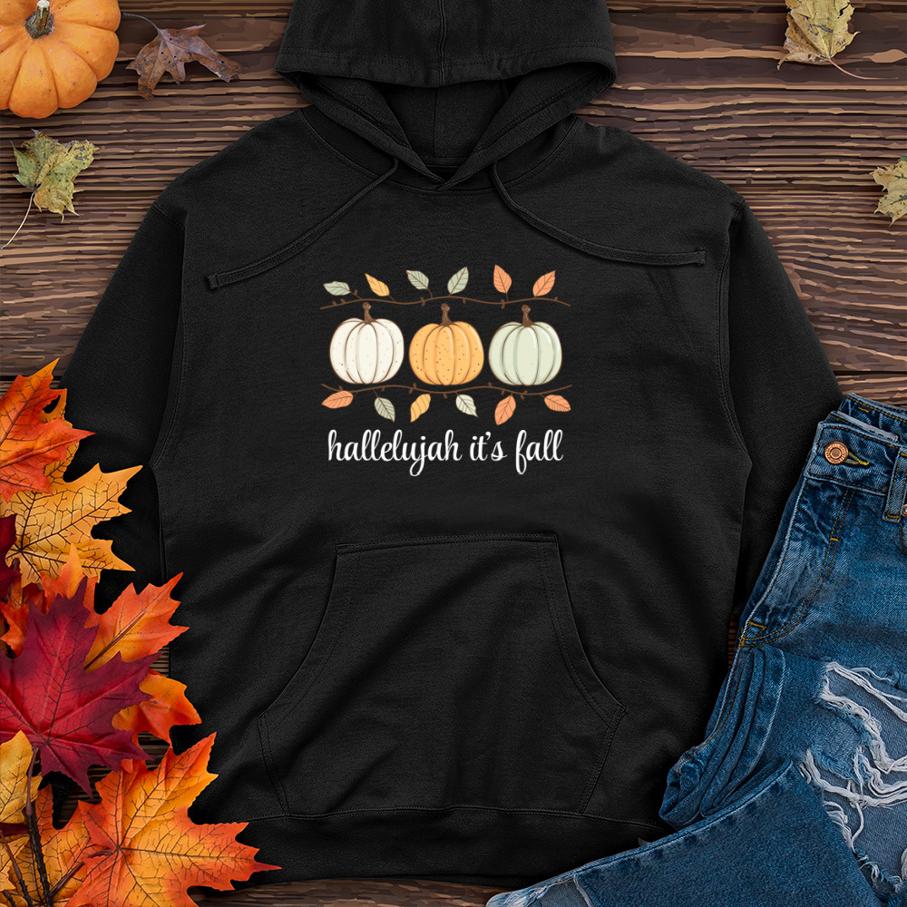 Orange Pastel Pumpkin Trio Midweight Hooded Sweatshirt