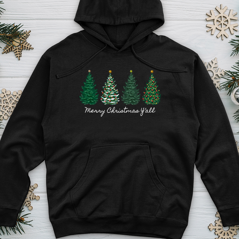 Merry Christmas Y'all Pines Midweight Hooded Sweatshirt