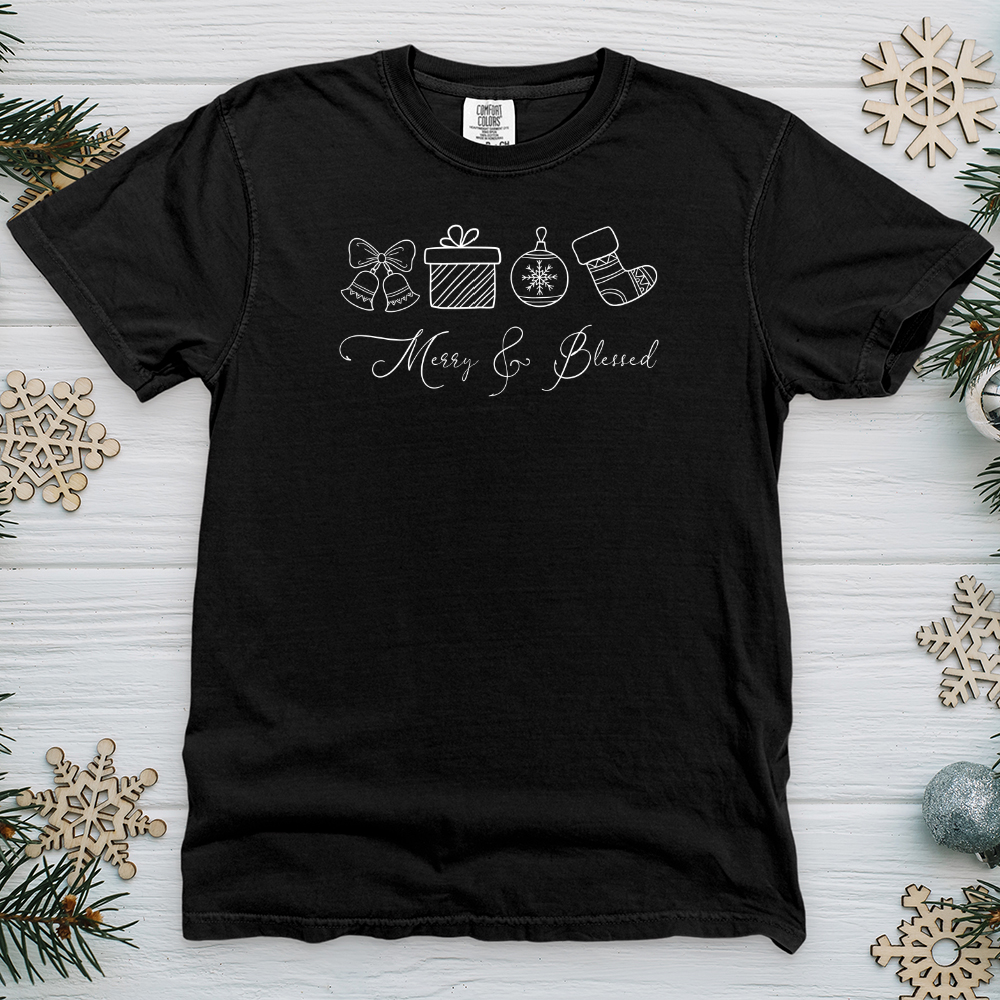 Merry Blessed Stockings Heavy Cotton Comfort Colors Tee