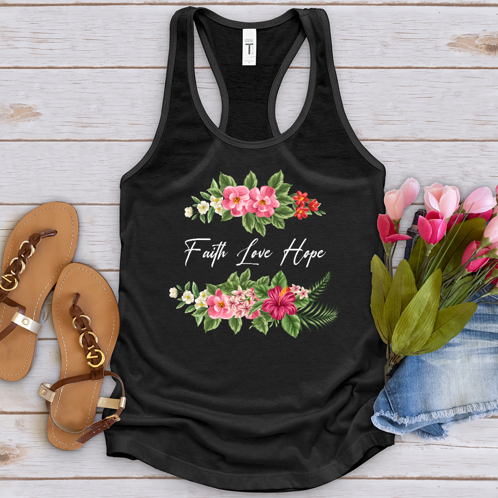 Faith Love Hope Flower Tank Top