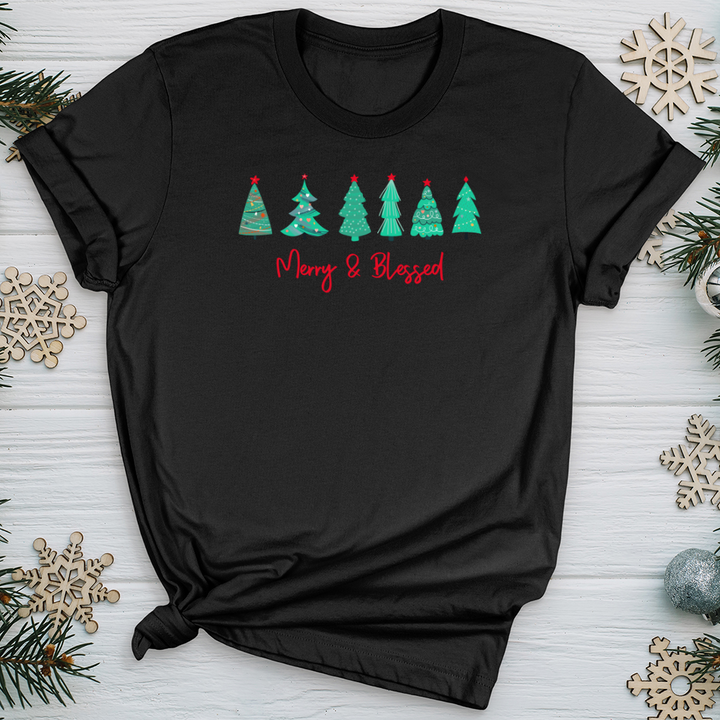 Merry & Blessed Turquoise Trees Softstyle Tee