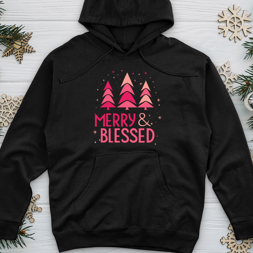 Merry Blessed Tree Midweight Hooded Sweatshirt