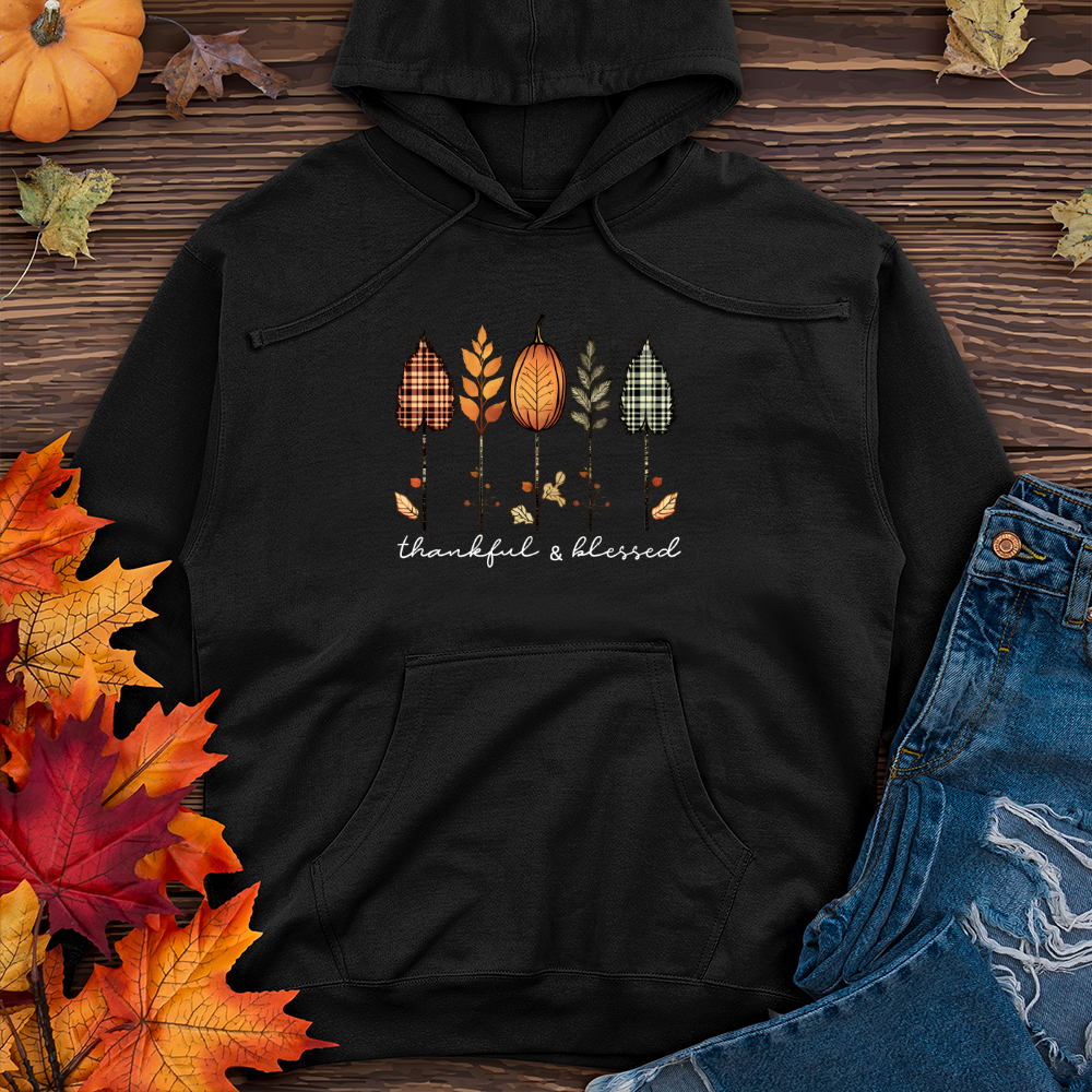 Retro Autumn Plaid Flannel Trio Midweight Hooded Sweatshirt