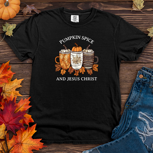 Vintage Pumpkin Spice Trio Coffee Cups Heavy Cotton Comfort Colors Tee