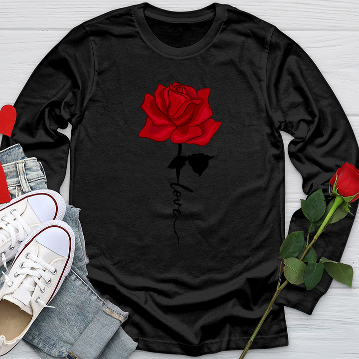 Red Love Rose Softstyle Long Sleeve