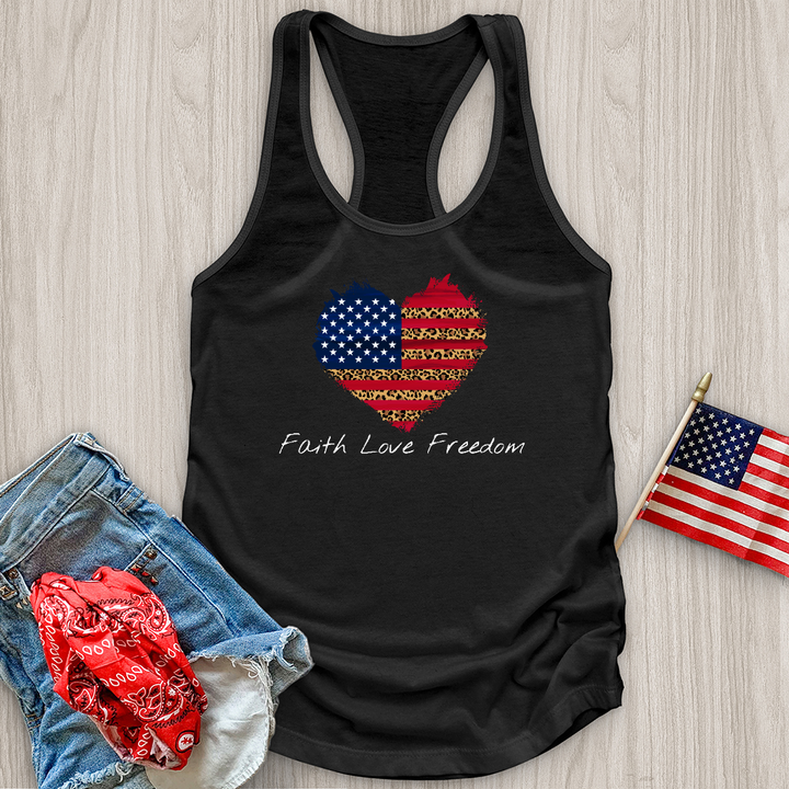 Faith Love Freedom Leopard Heart Tank Top