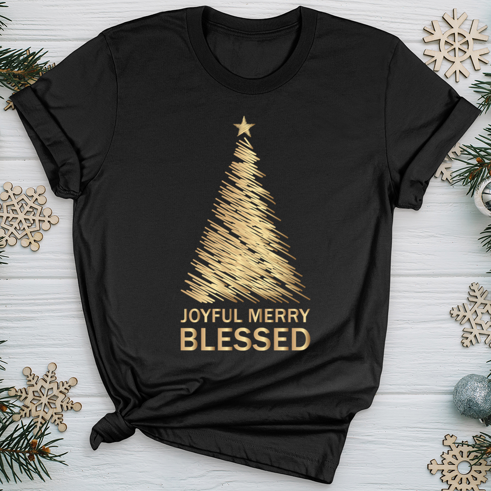 Joyful Merry Blessed Gold Tree Softstyle Tee