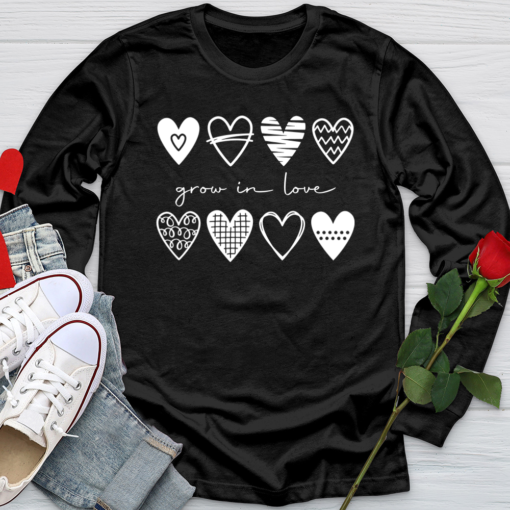 Grow In Love Hearts Softstyle Long Sleeve