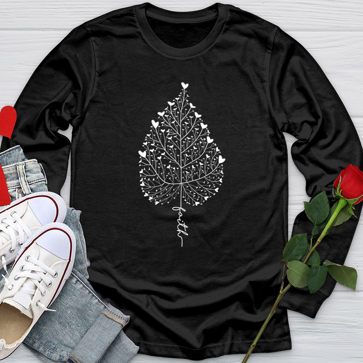 Faith Heart Leaf Softstyle Long Sleeve