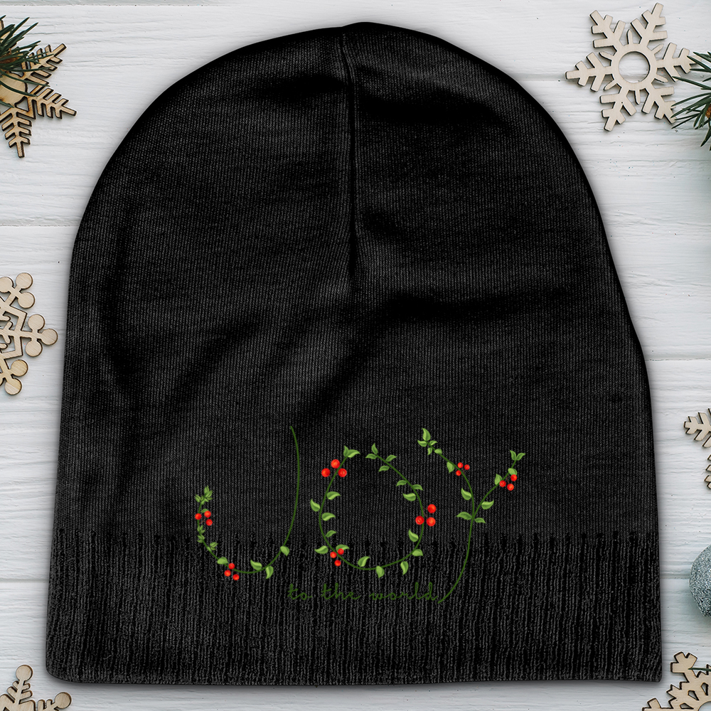 Joy To the World Wreath Letters Cotton Beanie