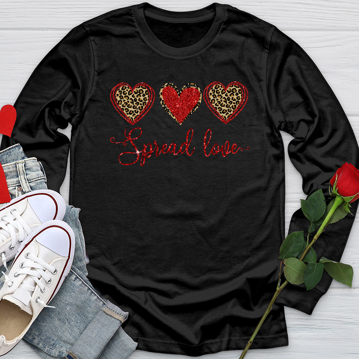 Spread Love Glitter Hearts Softstyle Long Sleeve