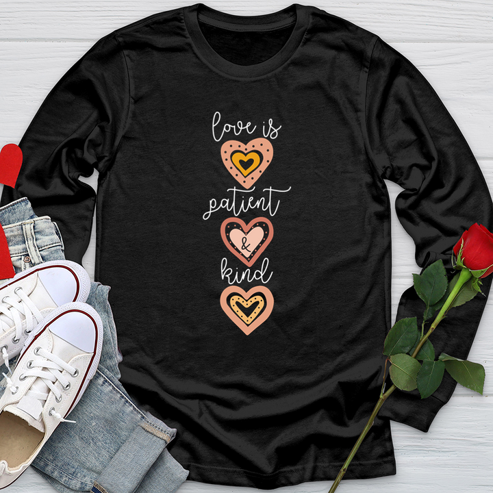 Love Is Patient Vertical Hearts Softstyle Long Sleeve