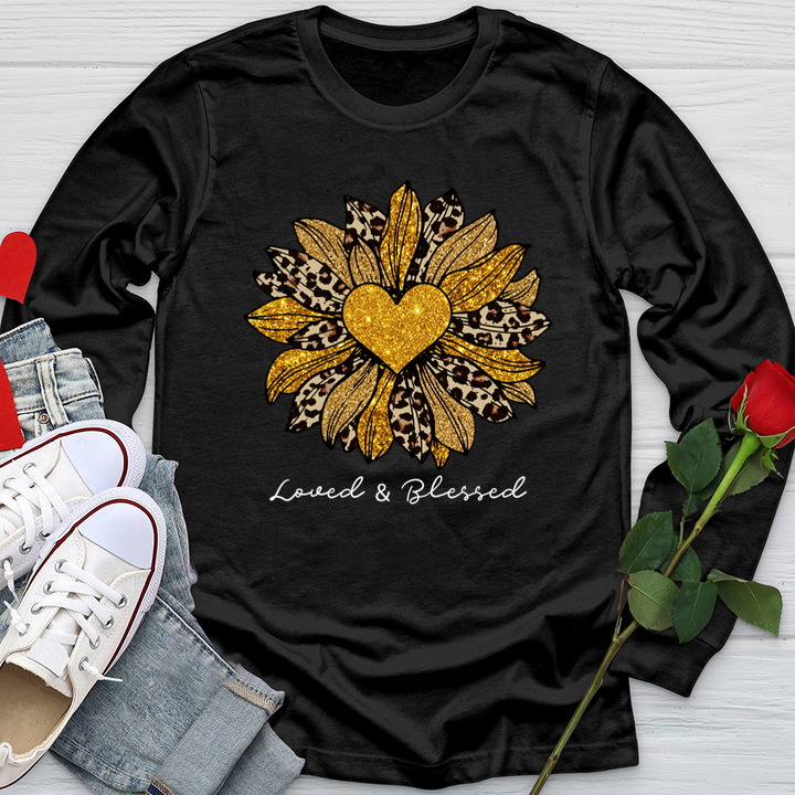 Loved & Blessed Leopard Sunflower Softstyle Long Sleeve