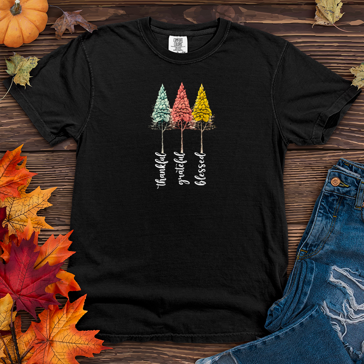 Retro Gratitude Trio Pine Trees Heavy Cotton Comfort Colors Tee