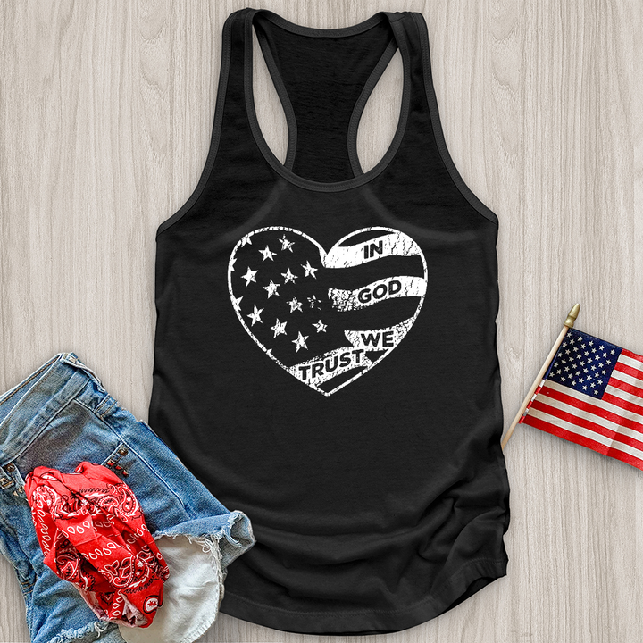 In God We Trust Faded Heart Tank Top