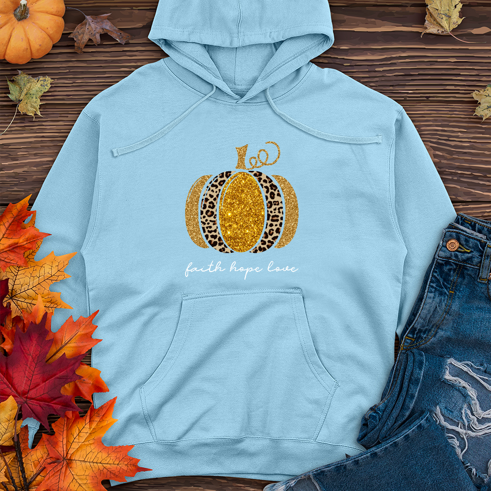 Faith Hope Love Leopard Pumpkin Midweight Hoodie