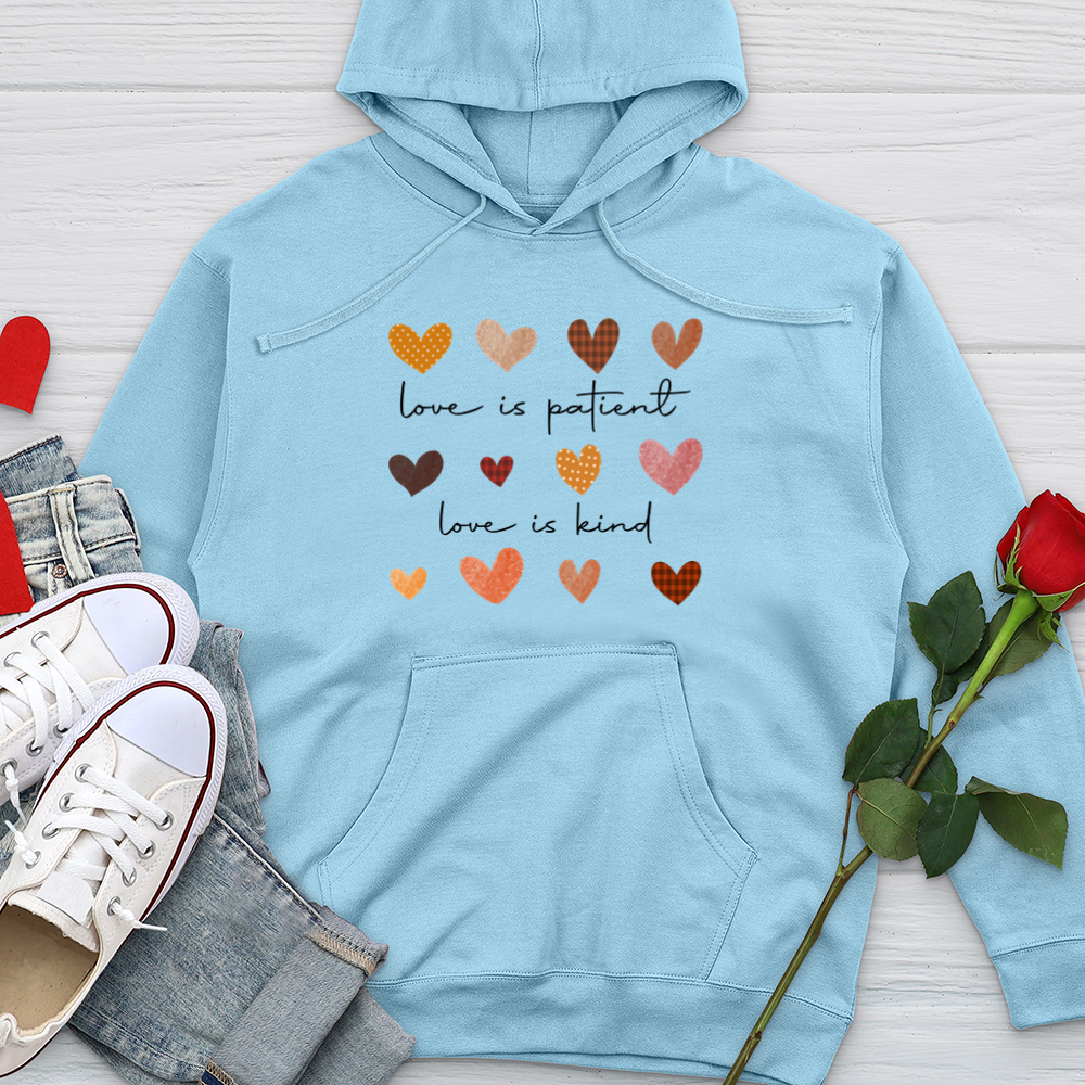 Autumn Heart Patterns Midweight Hooded Sweatshirt