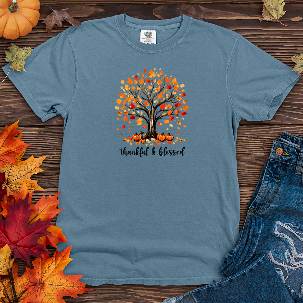 Retro Watercolor Pumpkin Tree Heavy Cotton Comfort Colors Tee