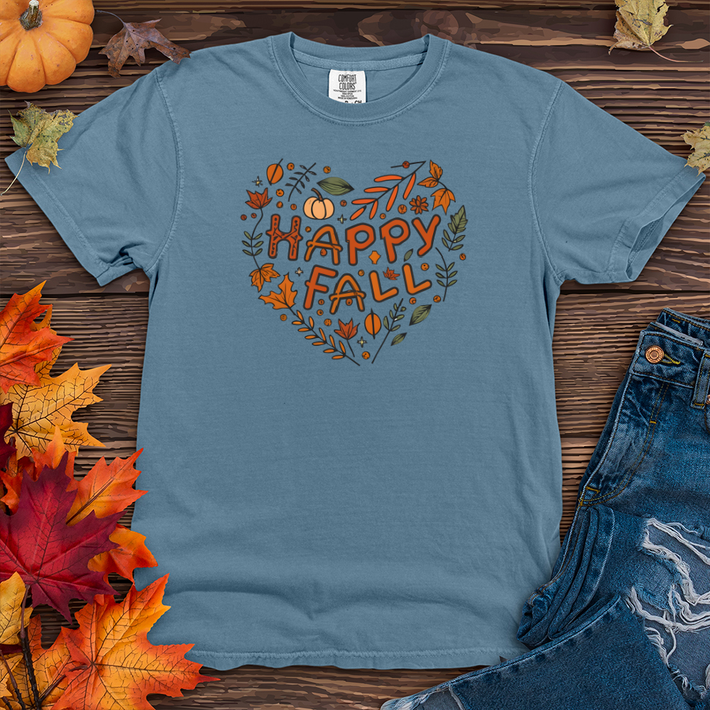 Happy Fall Heart Heavy Cotton Comfort Colors Tee