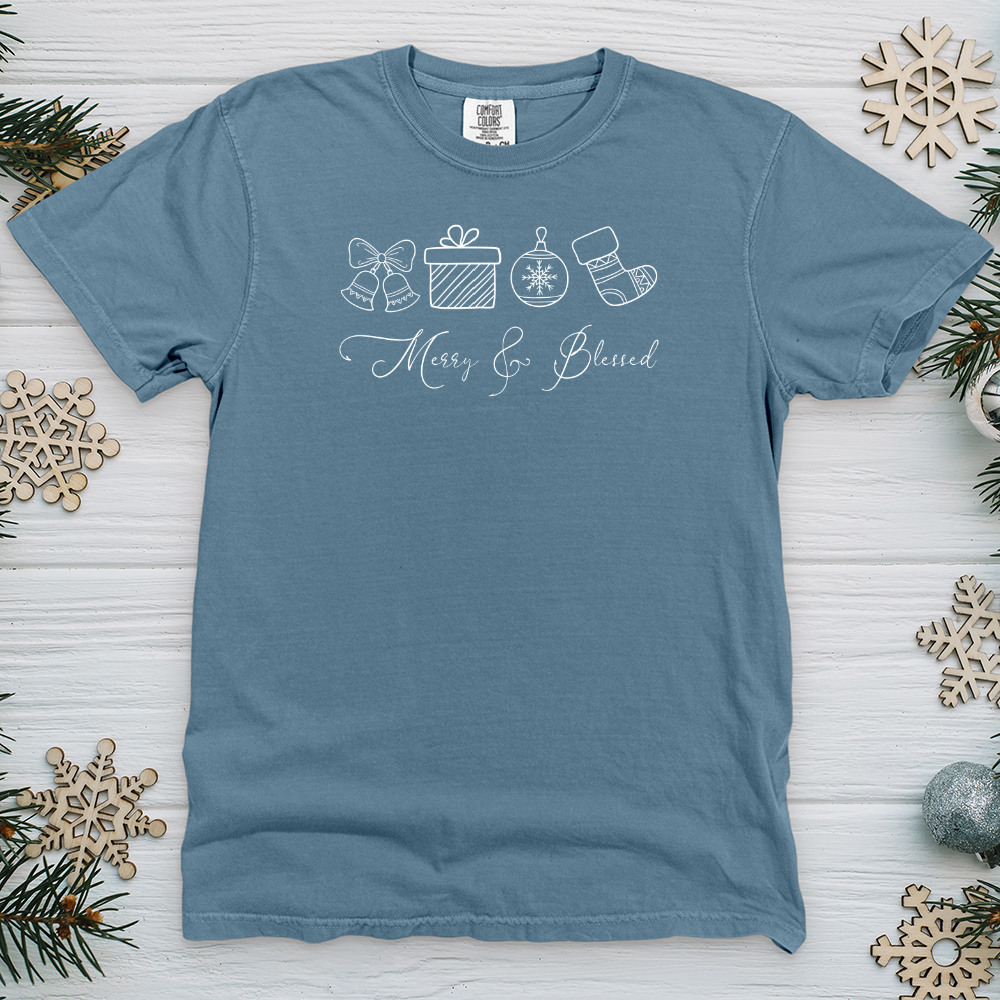 Merry Blessed Stockings Heavy Cotton Comfort Colors Tee