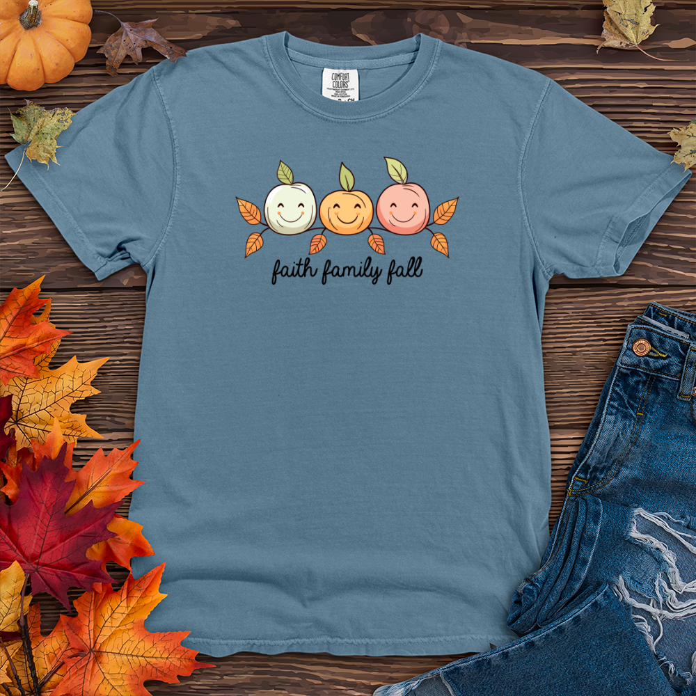 Pastel Leaf Pumpkin Trio Heavy Cotton Comfort Colors Tee