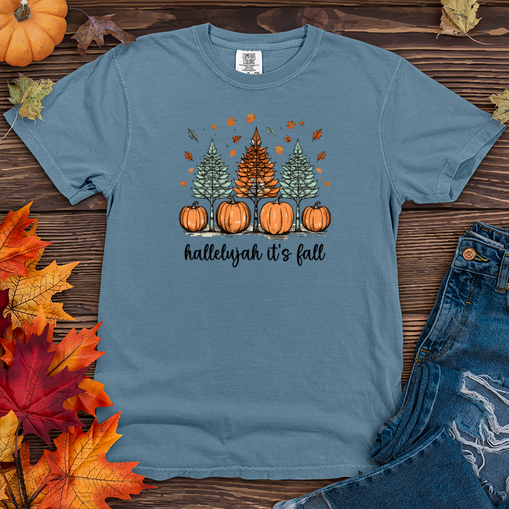 Cozy Autumn Trio Sparkling Trees Heavy Cotton Comfort Colors Tee