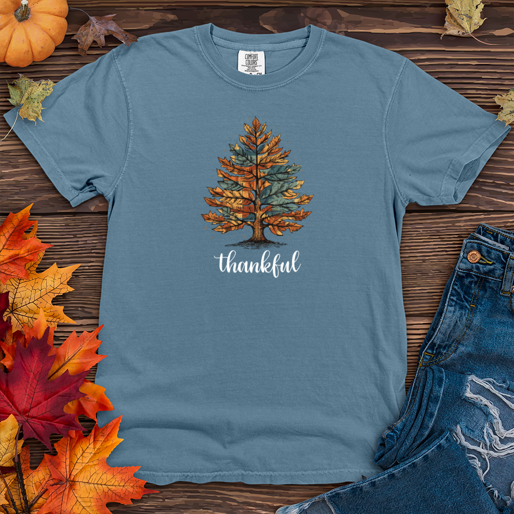 Vintage Cozy Plaid Pine Tree Heavy Cotton Comfort Colors Tee