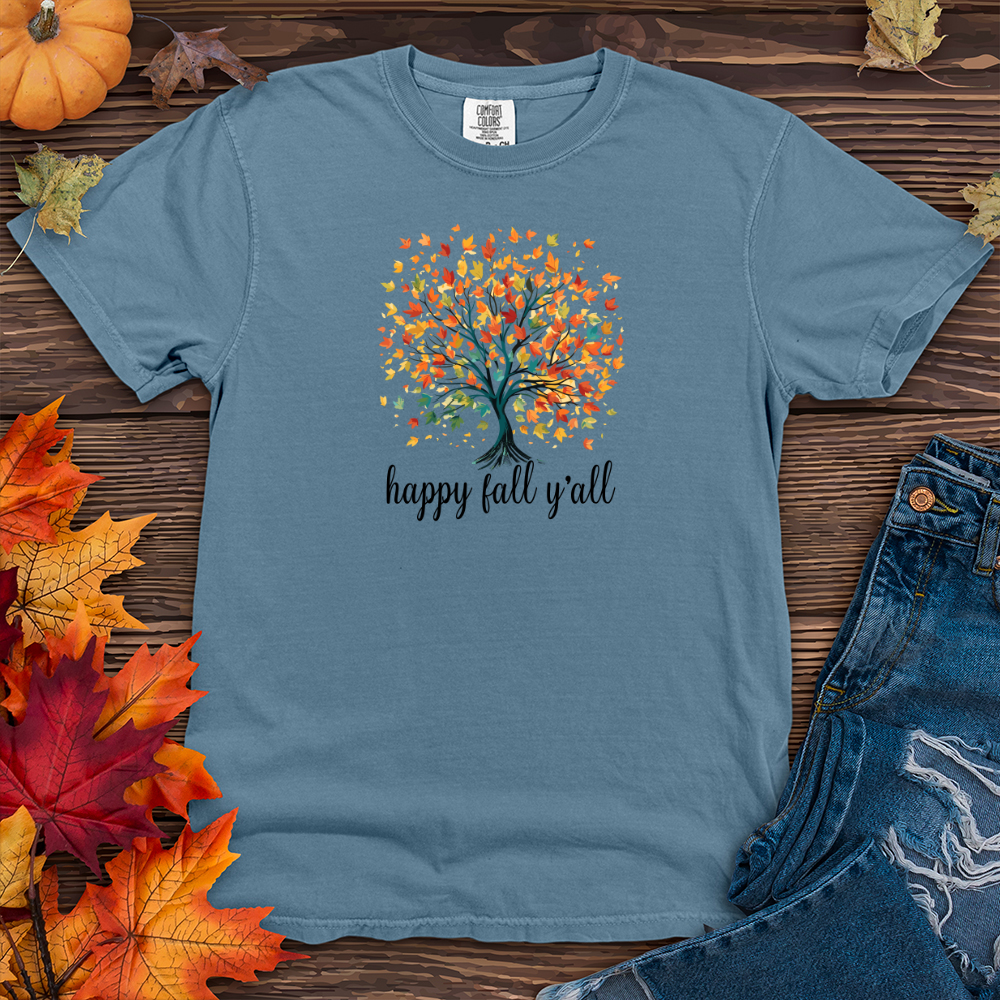 Retro Watercolor Fall Tree Heavy Cotton Comfort Colors Tee