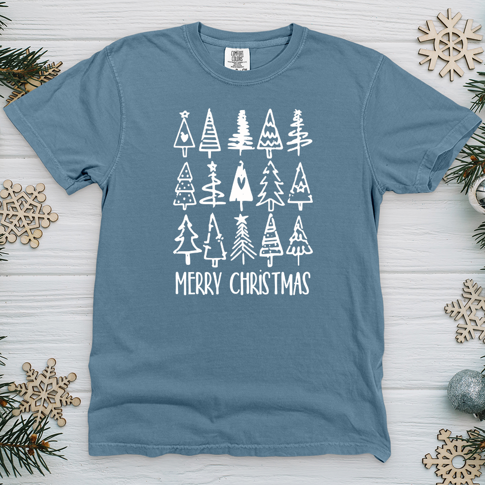 Merry Christmas Tree Pattern Heavy Cotton Comfort Colors Tee