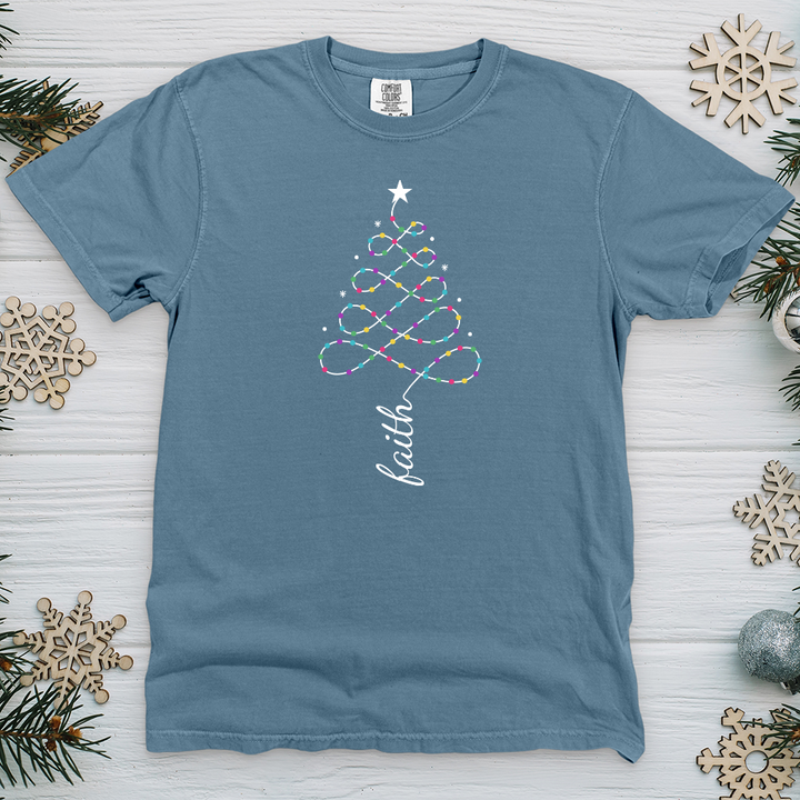 Faith Lights Tree Heavy Cotton Comfort Colors Tee
