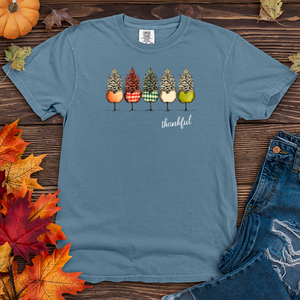 Vintage Apple Picking Gingham Trio Pine Trees Heavy Cotton Comfort Colors Tee