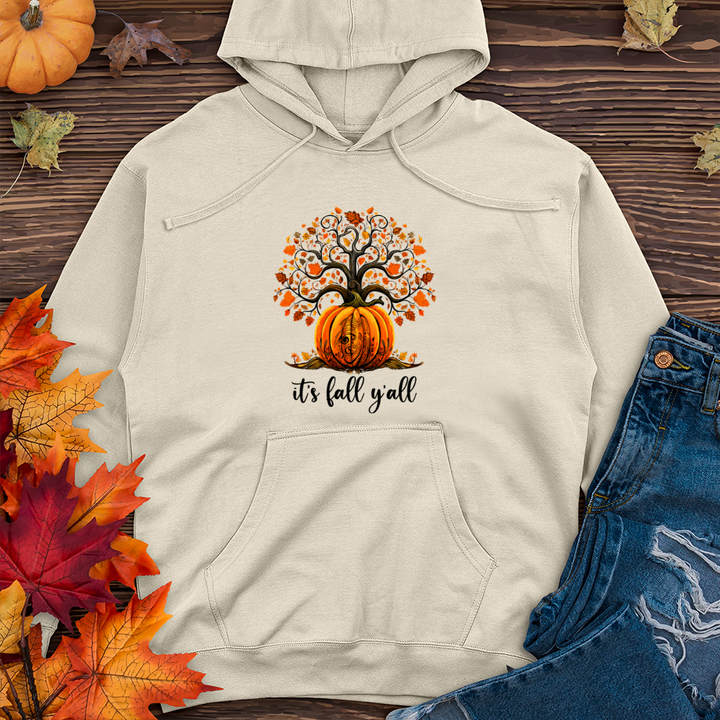 Boho Paisley Harvest Tree Pumpkin Midweight Hooded Sweatshirt