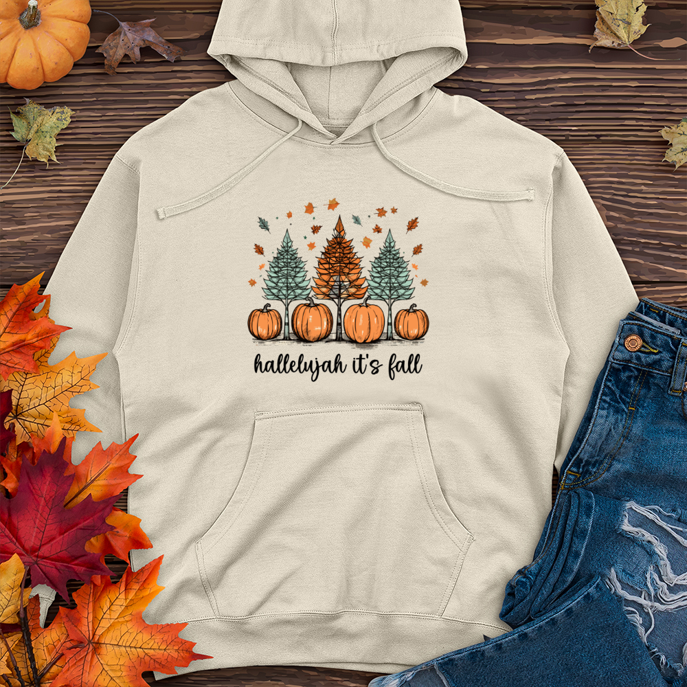 Cozy Autumn Trio Sparkling Trees Midweight Hooded Sweatshirt