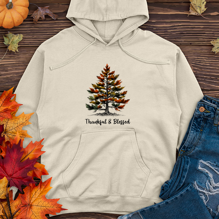 Retro Plaid Pine Tree Midweight Hooded Sweatshirt