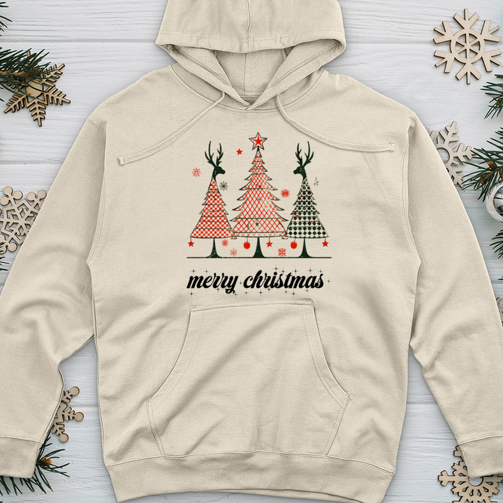 Merry Christmas Christmas Reindeer Midweight Hooded Sweatshirt