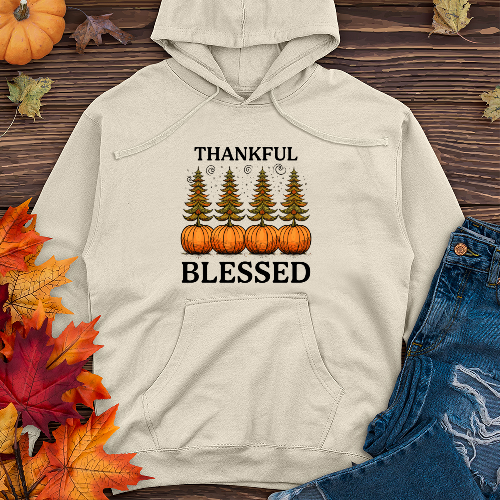 Autumn Pine Trees Midweight Hooded Sweatshirt