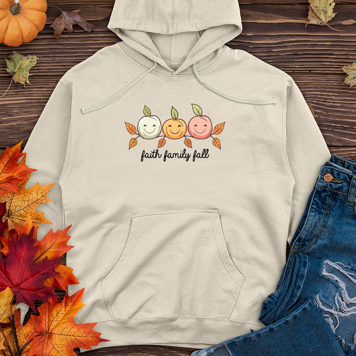 Pastel Leaf Pumpkin Trio Midweight Hooded Sweatshirt