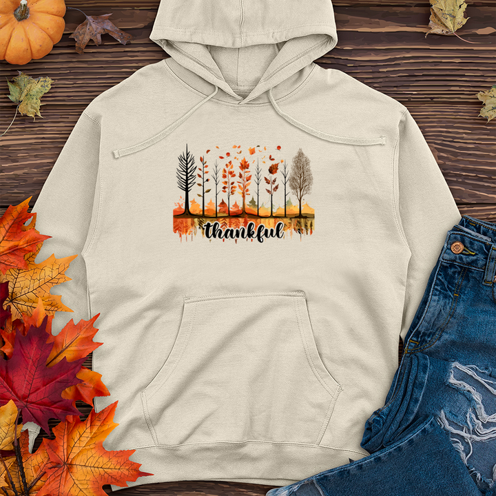 Watercolor Autumn Scene Icons Midweight Hooded Sweatshirt