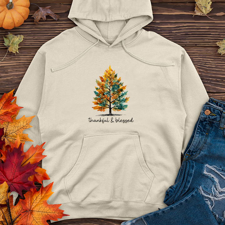 Retro Watercolor Pine Tree Midweight Hooded Sweatshirt