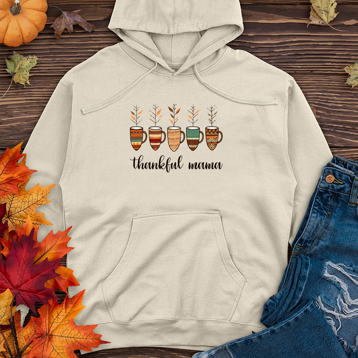 Retro Fall Mornings Argyle Trio Coffee Cups Midweight Hooded Sweatshirt