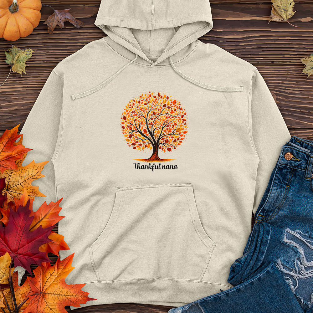 Retro Leaf Silhouette Tree Midweight Hooded Sweatshirt