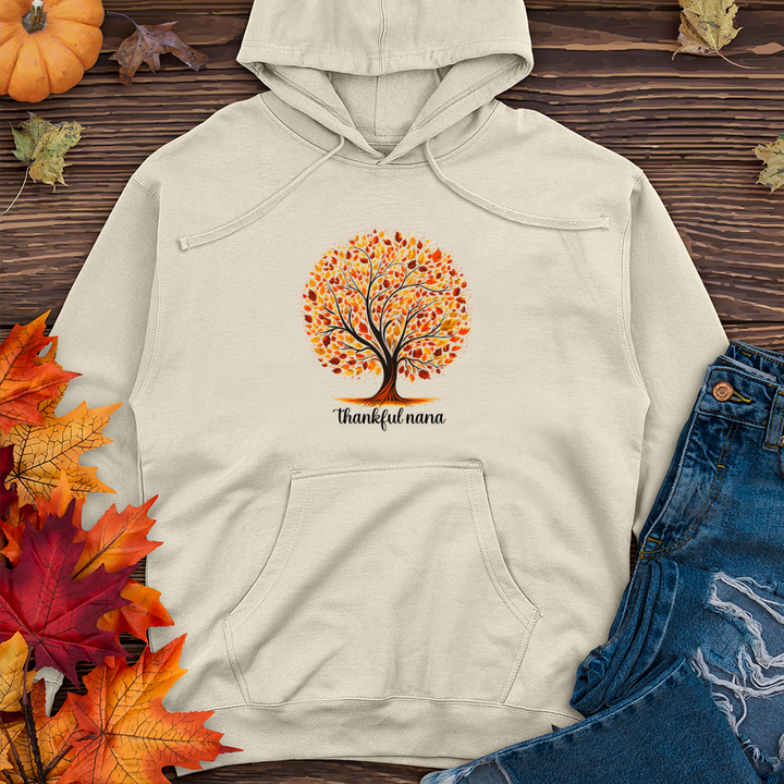 Retro Leaf Silhouette Tree Midweight Hooded Sweatshirt