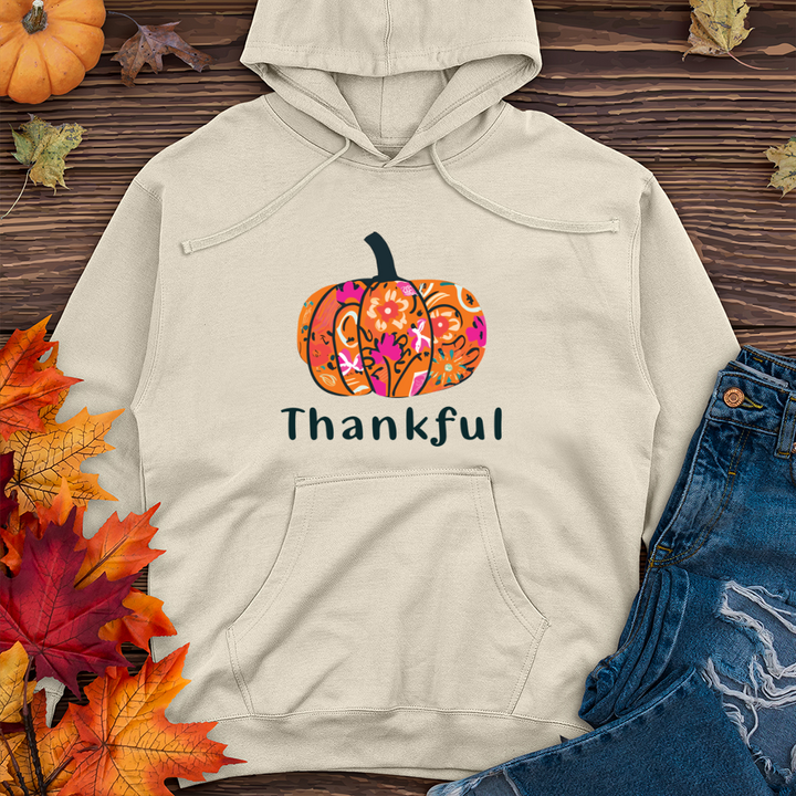 Thankful Pumpkin 02 Midweight Hooded Sweatshirt